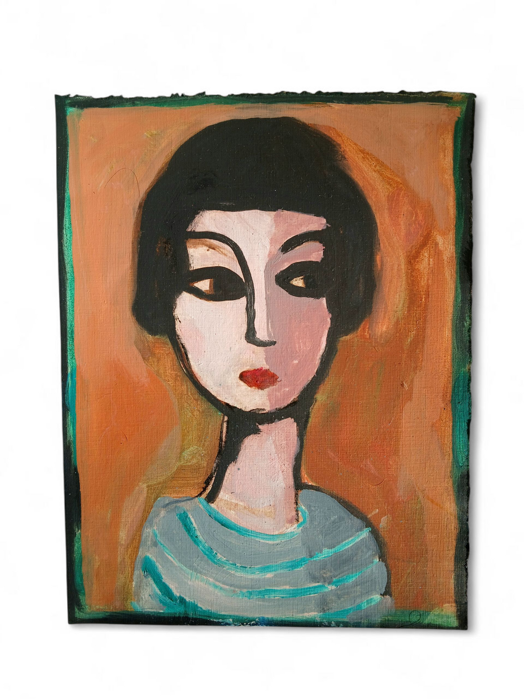 Lady against a Coral Background